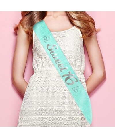 Sweet 16 Birthday Sash Glitter Tiffany Blue Happy 16th Birthday Party Decoration Party Favors for Birthday Girls $17.12 Kids'...