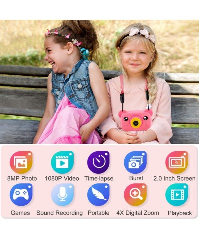 pink Kids Camera Best birthday gifts and Christmas toys for girls Age 3 4 5 6 7 8 9 2" screen 1080p children digital camera a...