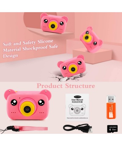 pink Kids Camera Best birthday gifts and Christmas toys for girls Age 3 4 5 6 7 8 9 2" screen 1080p children digital camera a...