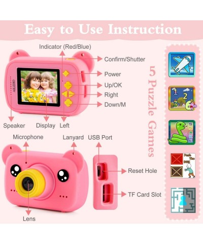 pink Kids Camera Best birthday gifts and Christmas toys for girls Age 3 4 5 6 7 8 9 2" screen 1080p children digital camera a...