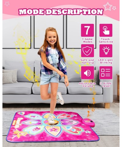 Dance Mat for Kids Music Mat for Girls Electronic Dance Mats with Non-Slip Socks LED Lights 7 Game Modes Built-in Music Adjus...