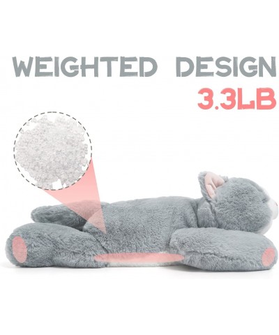 Weighted Stuffed Animals for Kids 3.3lbs Weighted Cat Plush Toy for Kid Toddler Teens 20” Large Grey Kitty Plushies for Girls...