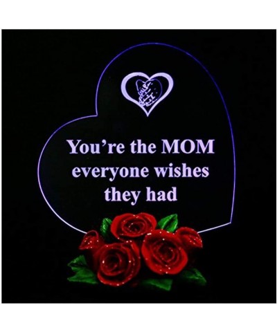 Sentimental Gift for Mom Christmas Mothers Day Multi Color LED Cake Topper Heart Shaped Stuff with Beautiful Red Roses Unique...