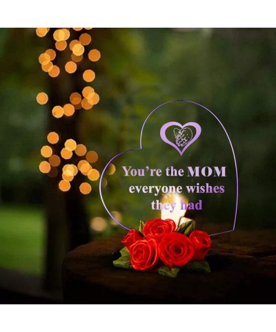 Sentimental Gift for Mom Christmas Mothers Day Multi Color LED Cake Topper Heart Shaped Stuff with Beautiful Red Roses Unique...