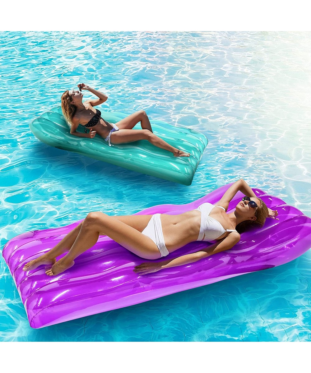 Inflatable Pool Float 71"x33.5" Set of 2 Waved Pool Float Lounge Raft Swimming Pool Floating Air Bed Mattress for Summer Part...