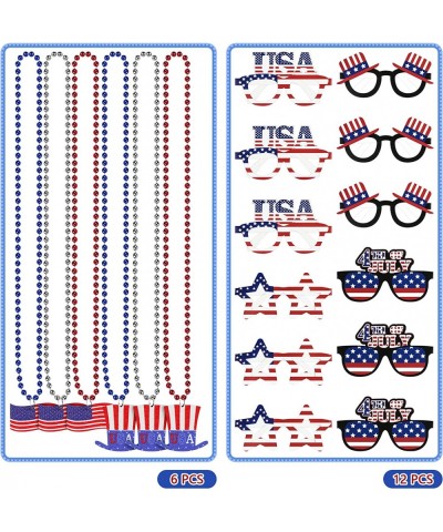 4th of July Dressing-up Accessories Party Favors Set - 6 Headbands 6 Necklaces 12 Eyeglasses 20 Tattoos - Patriotic 4th of Ju...