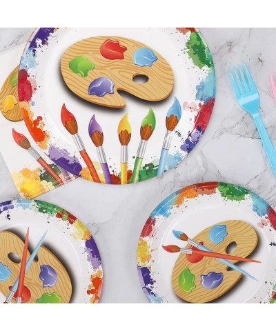 96 Pcs Art Party Tableware Set | Painting Party Supplies Decorations | with Paper Dinner Plates Dessert Plates Napkins Forks ...