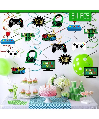 34 Pieces Video Game Party Hanging Swirls Decorations Foil Ceiling Streamers for Video Game Themed Birthday Party Decorations...