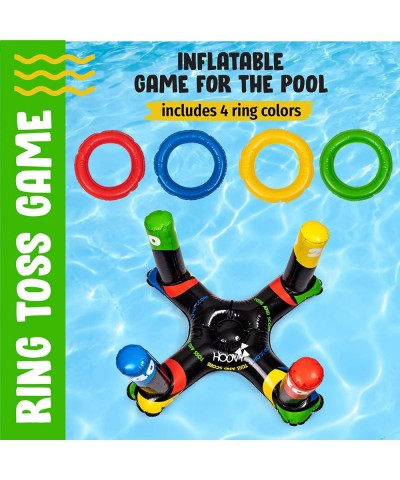 Inflatable Pool Ring Toss Game | Inflatable Swimming Pool Water Game | Ring Game with 4 Ring Toss Rings | Throwing Ring Play ...