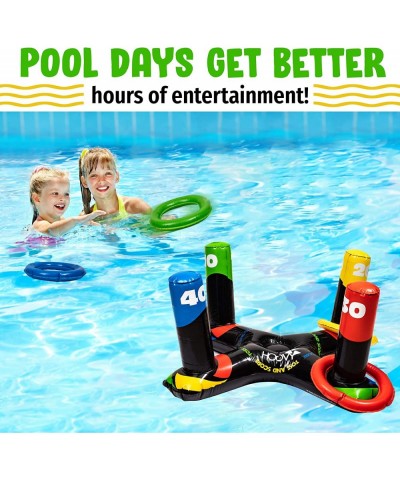 Inflatable Pool Ring Toss Game | Inflatable Swimming Pool Water Game | Ring Game with 4 Ring Toss Rings | Throwing Ring Play ...