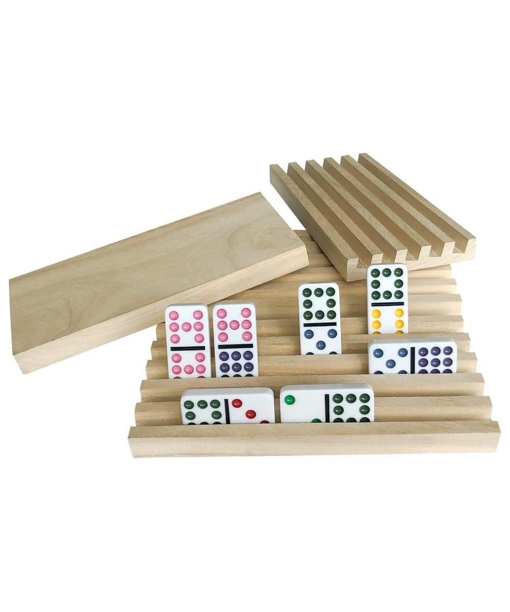 Set of 4 Solid Wood Domino Trays Domino Tiles Rack Domino Holder Mexican Train Trays $21.02 Domino & Tile Games