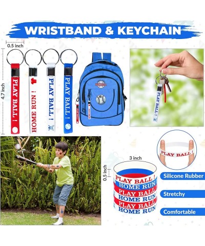 Baseball Party Favors for Kids - 12 Set Mini Soft Baseball Keychains Baseball Wristbands and Tattoos for Boys Classroom Rewar...