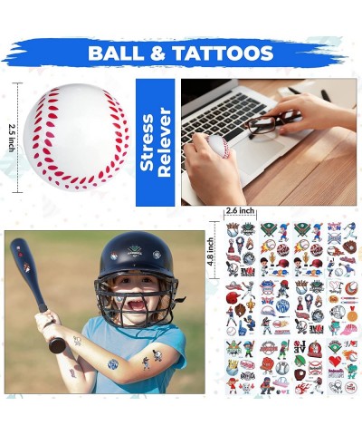 Baseball Party Favors for Kids - 12 Set Mini Soft Baseball Keychains Baseball Wristbands and Tattoos for Boys Classroom Rewar...