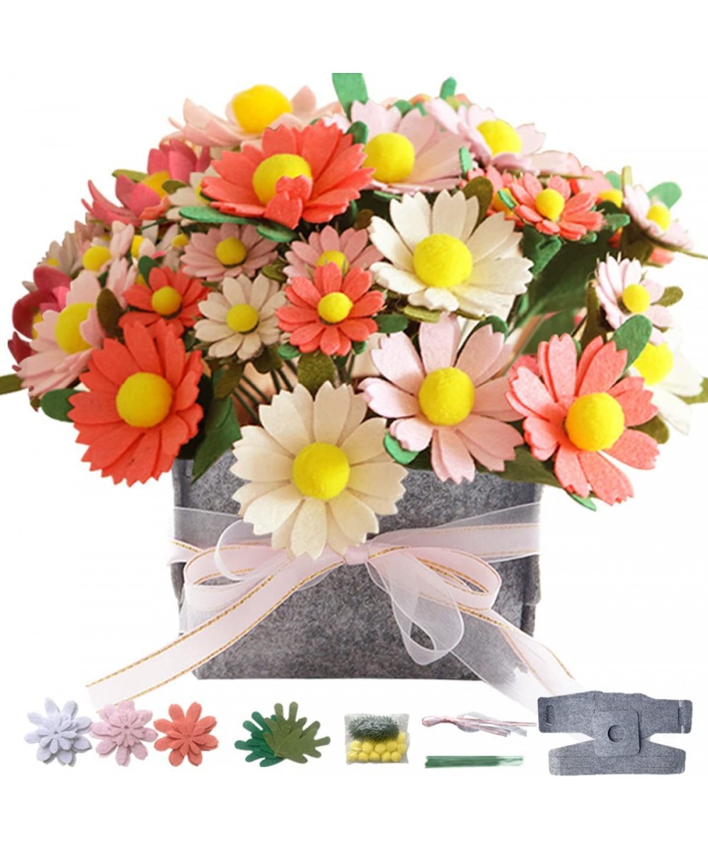 DIY Felt Flower Art Craft Kit DIY Felt Daisy Bouquet Kit Floral Gifts Beginner Craft Kit Arrange Pre-Cut Felt Flowers and Fol...