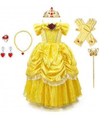 Girls Belle Princess Birthday Party Dress w/Accessories Beauty and the Beast Costume Halloween Christmas Outfits $43.36 Kids'...