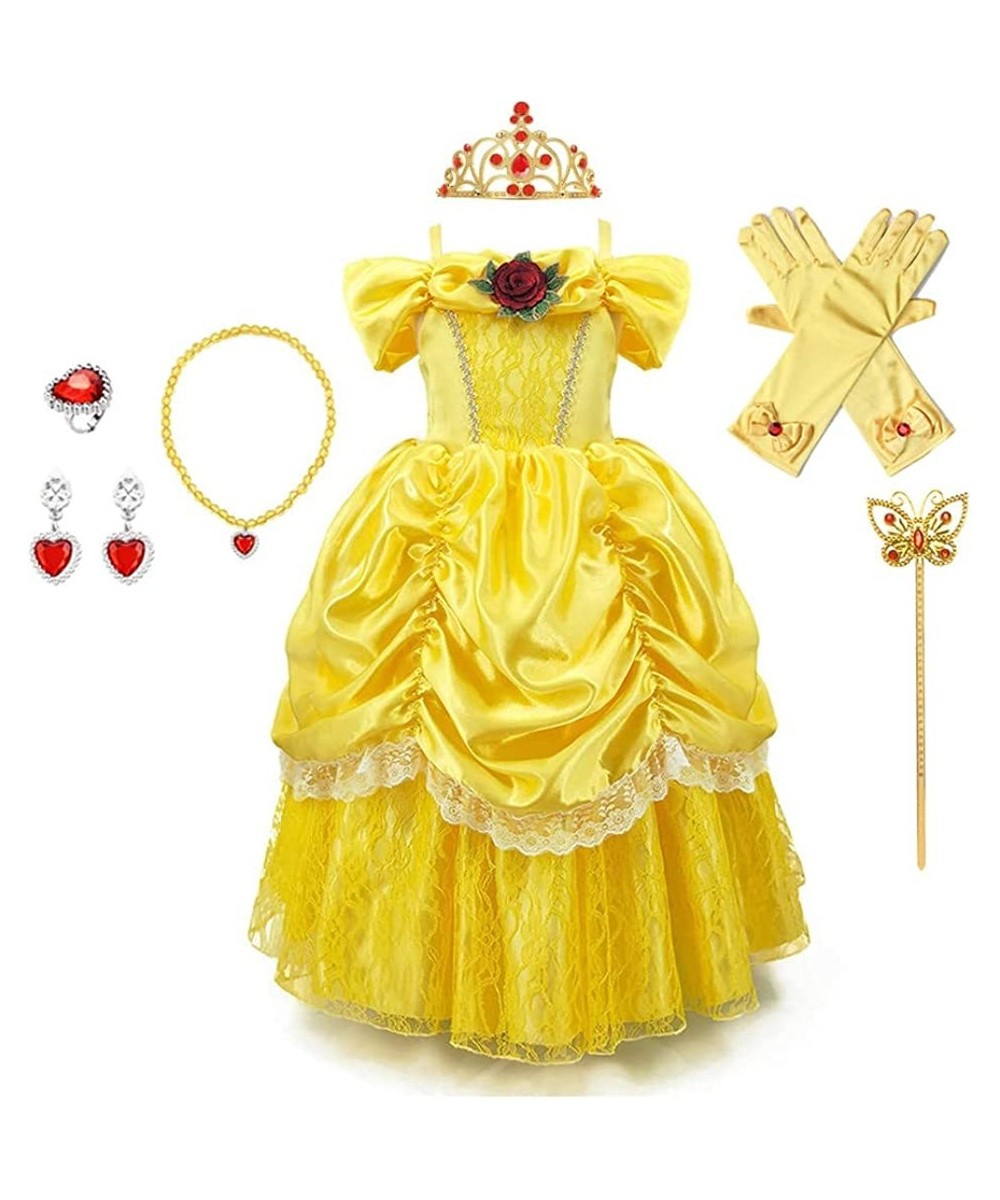 Girls Belle Princess Birthday Party Dress w/Accessories Beauty and the Beast Costume Halloween Christmas Outfits $43.36 Kids'...