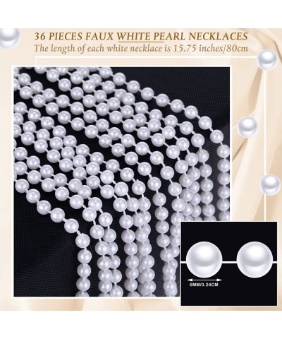 36 Pack Long Pearl Necklace Fake Pearl Necklace Bulk Costume Jewelry for Women 1920s White Faux Pearl Beaded Strand Layered N...