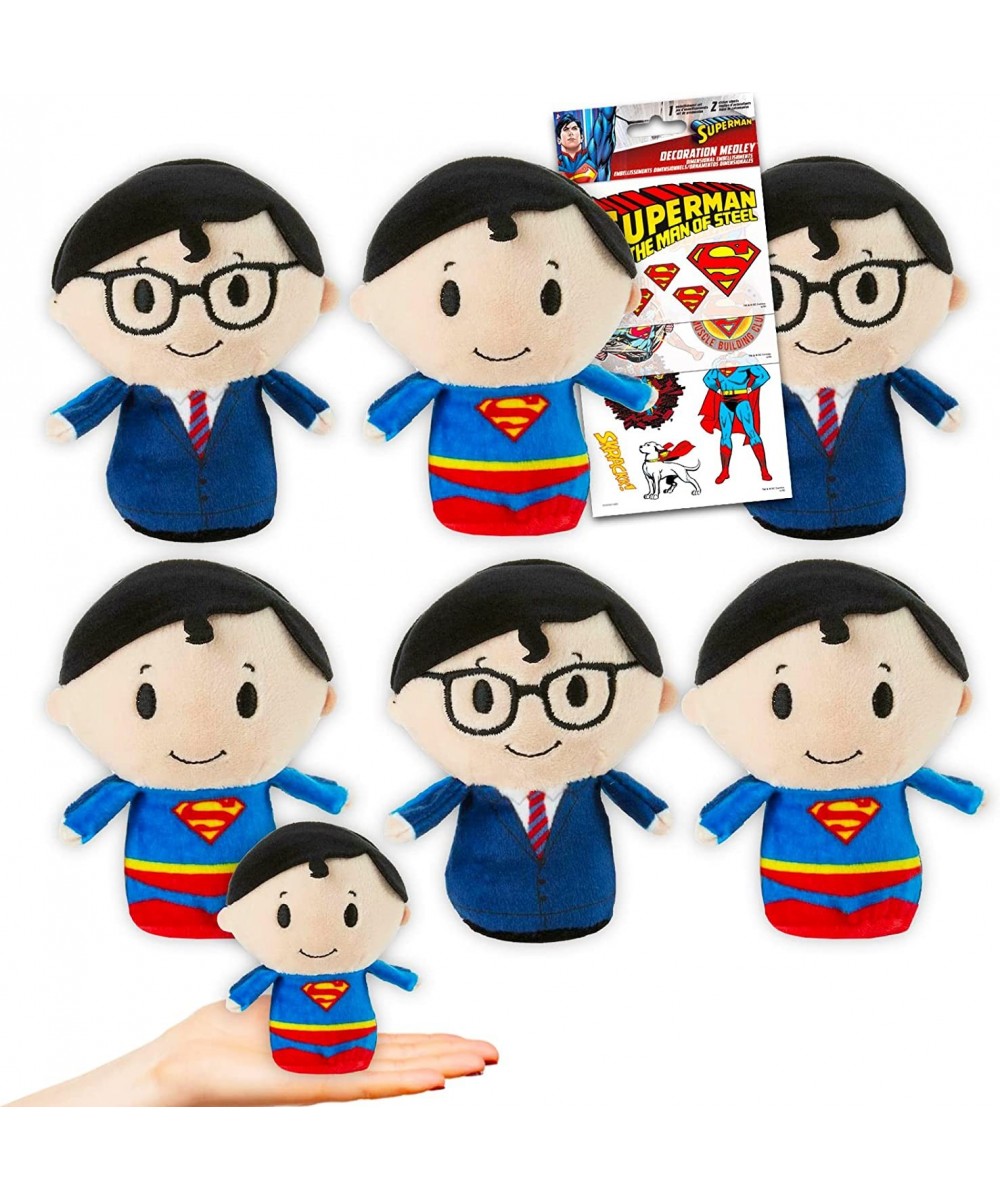 Superman Favors Bundle Superman Plush Toy Set - 6 Pack Superman Stuffed Toy Set with Superman Stickers (Superman Clark Kent D...