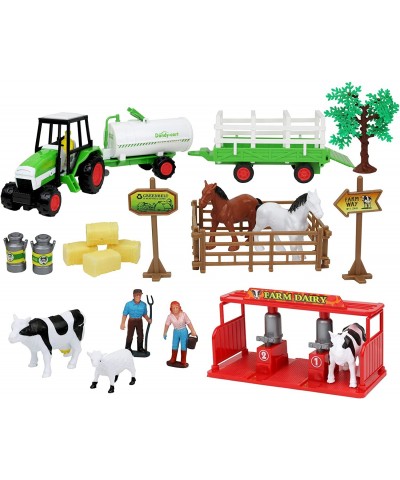 Farm Toys for Toddlers 1-3 | Farm Tractor with Livestock and Milk Transporter | Farm Set Includes Animals Milking Station and...