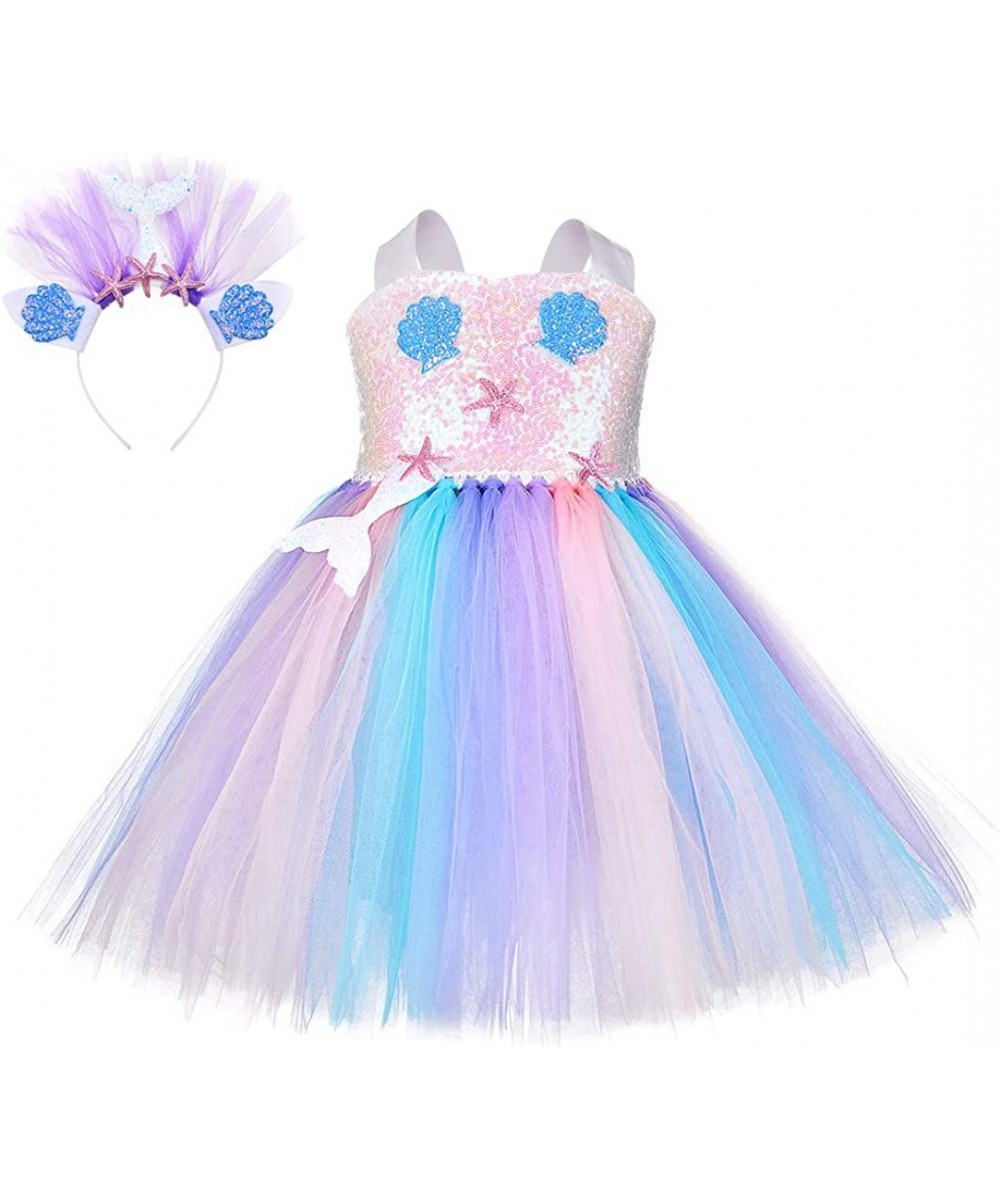 Girls Mermaid Costume Birthday Party DressTutu Outfit with Headband $26.88 Kids' Costumes