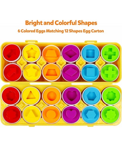 Matching Eggs for Toddlers 12 pcs Set Color & Shape Egg Puzzle Toys Montessori Geometric Eggs Educational Preschool Game Fine...