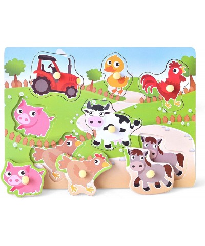 Wooden Puzzles Farm Chunky Baby Puzzles Peg Board Full-Color Pictures for Preschool Educational Jigsaw Puzzles 7Pieces $15.18...