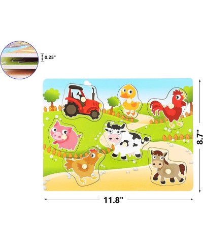 Wooden Puzzles Farm Chunky Baby Puzzles Peg Board Full-Color Pictures for Preschool Educational Jigsaw Puzzles 7Pieces $15.18...