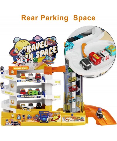 Car Garage Toy for 2 3 4 5 Year Old Boys Girls Montessori Vehicle Set Toys for 18 Month Old with 4 Cars and Parking Lot & Ram...