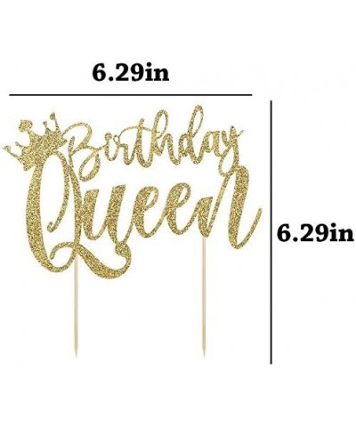 Handmade Glitter Queen Birthday Cake Topper Happy Birthday Cake Bunting Decor Birthday Party Decoration Supplies (Purple) $15...