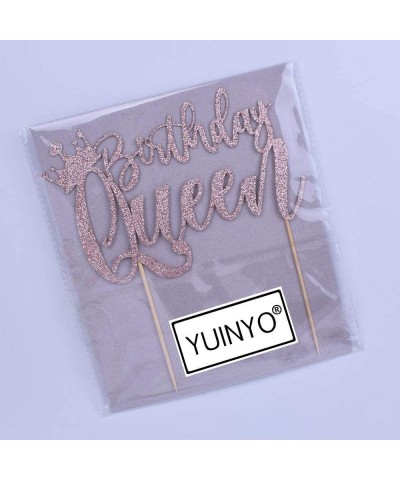 Handmade Glitter Queen Birthday Cake Topper Happy Birthday Cake Bunting Decor Birthday Party Decoration Supplies (Purple) $15...