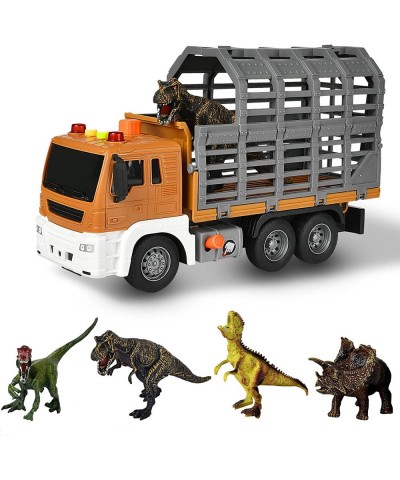 Dinosaur Dump Truck with cage Sound and Light Big Toy Trucks with 4 Dinosaurs Friction-Powered Toy Trucks for Boys and Girls ...