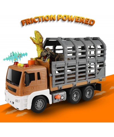 Dinosaur Dump Truck with cage Sound and Light Big Toy Trucks with 4 Dinosaurs Friction-Powered Toy Trucks for Boys and Girls ...