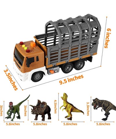 Dinosaur Dump Truck with cage Sound and Light Big Toy Trucks with 4 Dinosaurs Friction-Powered Toy Trucks for Boys and Girls ...