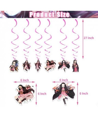 Demon Anime Slayer Birthday Decorations 38Pcs Anime Birthday Decorations Nezuko Party Decorations With Banner Balloons Cake T...