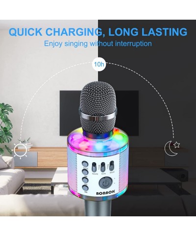 Karaoke Microphone with LED Lights Upgraded Wireless Bluetooth Handheld Karaoke Machine Mic & Speaker Unique Gifts Toys for G...