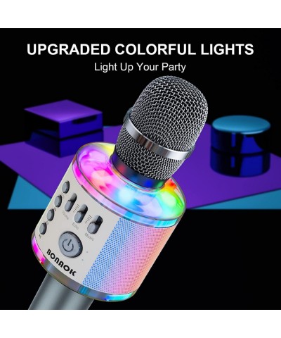 Karaoke Microphone with LED Lights Upgraded Wireless Bluetooth Handheld Karaoke Machine Mic & Speaker Unique Gifts Toys for G...