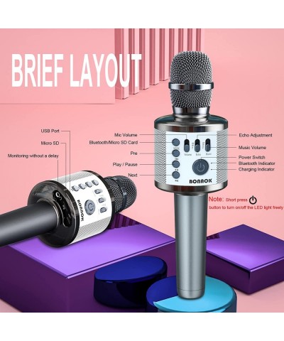 Karaoke Microphone with LED Lights Upgraded Wireless Bluetooth Handheld Karaoke Machine Mic & Speaker Unique Gifts Toys for G...