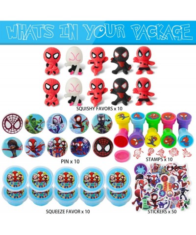 Spider Party Favor Supplies Birthday Decorations Decor Gift for Kids Boys 90Pcs His Amazing Friends Theme Set Include Mochi S...