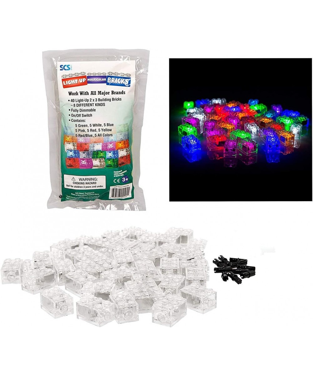 Light Up Building Blocks Bricks with On/Off and Dim Ability- 40pc Multicolor Light Set - Compatible with and fits Tightly wit...