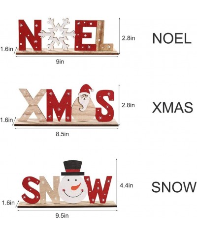 3pcs Christmas Table Decorations Wooden Xmas Snow Noel with Santa Snowman Snowflakes Happy Holidays Centerpiece for Home Offi...