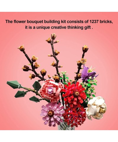 Flower Bouquet Artificial Flowers Building Blocks 1237 Pieces Lilyflowers Lilacflowers for Adults Birthday /Christmas /Easter...