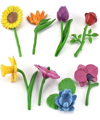 8PCS Realistic Plastic Flower Toys Flowers for Toddlers Age 2-4 Flowers Figures Playset Plant Toy Set Early Educational Model...