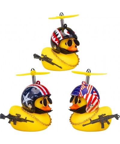 Car Rubber Duck Cute Yellow Wind-Breaking Duck Dashboard Toy 3Pack Small Duck Ornaments Car Decorations with Propellers Glass...