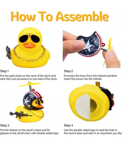 Car Rubber Duck Cute Yellow Wind-Breaking Duck Dashboard Toy 3Pack Small Duck Ornaments Car Decorations with Propellers Glass...