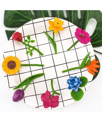 8PCS Realistic Plastic Flower Toys Flowers for Toddlers Age 2-4 Flowers Figures Playset Plant Toy Set Early Educational Model...