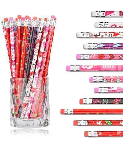 48PCS Valentines Pencils for Kids Party Supplies Favors - Heart Shape Valentine's Day Pencils Stationary for Kids Giving Scho...