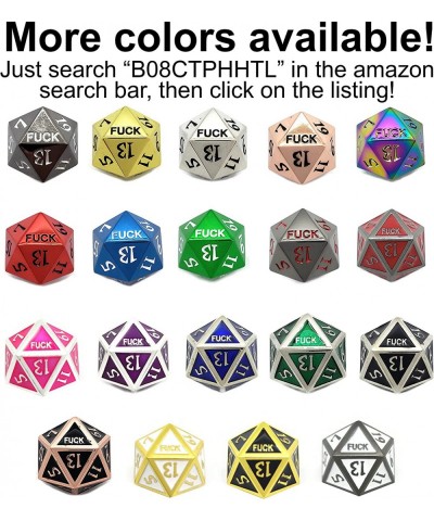 Green Metal D20 F*** Dice Critical Fail F 20 Sided Die Set DND Silver Chrome Color Number for Role Playing Game Dungeons and ...