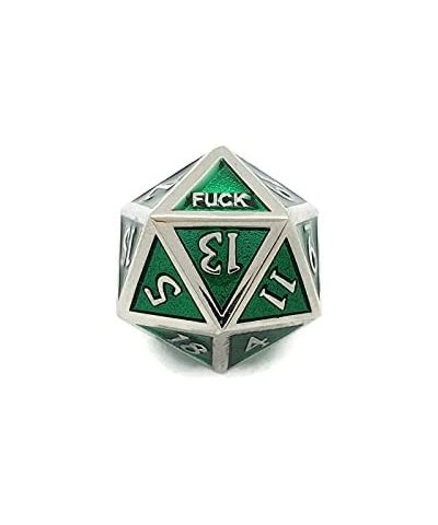 Green Metal D20 F*** Dice Critical Fail F 20 Sided Die Set DND Silver Chrome Color Number for Role Playing Game Dungeons and ...