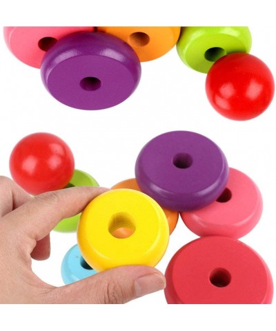 Rainbow Stacking Rings Toy Classic Stacker Developmental Toys with Premium Wooden 8 Colorful Pieces Smooth Rings and Solid Wo...