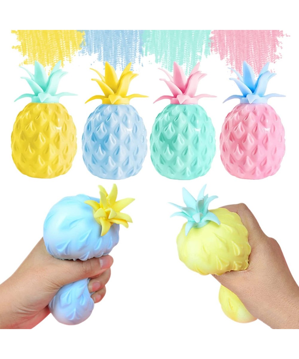 Pineapple Stress Ball 4PCS Tropical Fruit Squishy Dough Balls Sensory Fidget Toys for Kids and Adults - Squeeze Pull and Stre...